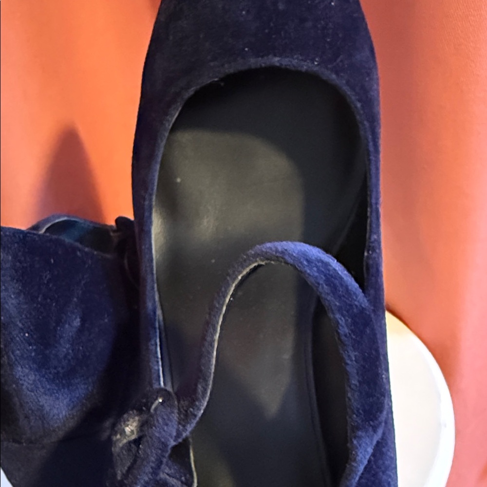 NWOT Lands' End Midnight Sapphire Velvet Block Heel Mary Janes Size 11 - Picture 8 of 11
